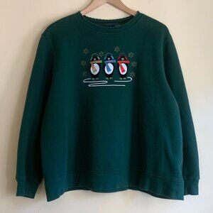 VINTAGE Embroidered Penguin Crewneck Sweatshirt Cotton Blend Size Large